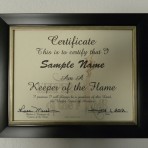 Keepers Of The Flame Certificate